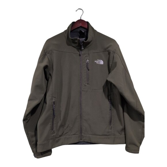 North Face Jacket Mens Sz L Apex Softshell Full Zip Fleece Lined Outdoors Green - Picture 1 of 16